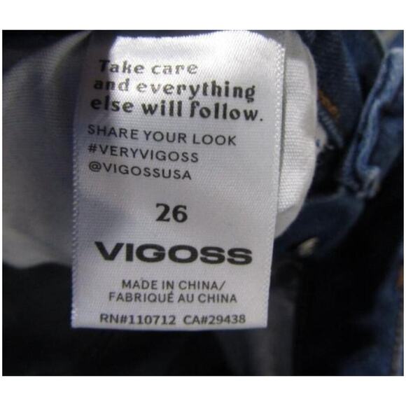 Vigoss Bootcut Raw Hem Jeans 26 – Y2K Medium Wash Distressed Denim - Picture 2 of 4